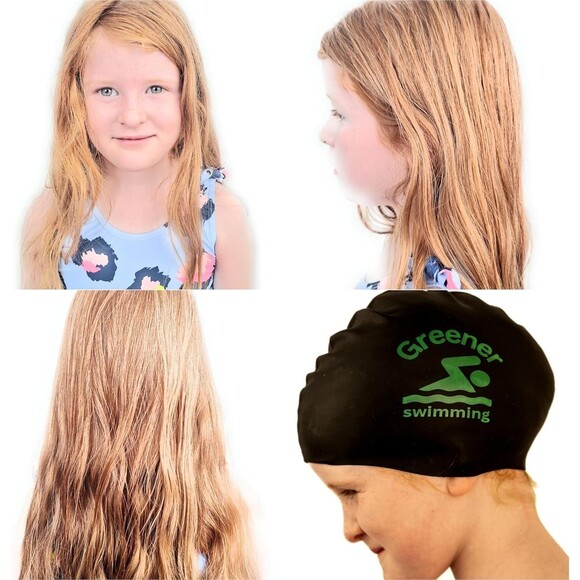 Greener Silicone, Swimming Caps, Black - NEW - Picture 9 of 9